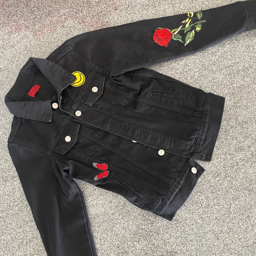 House of JR Girls Black denim Jacket Size 12